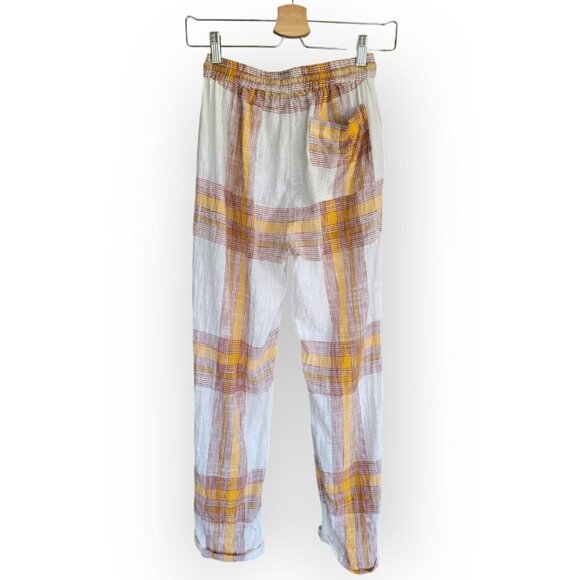 L*Space Cream Plaid Stretch-Waist Pants XS - Picture 3 of 11